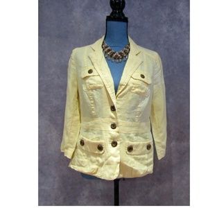 Chico's 0 Yellow Safari Style Light Blazer S